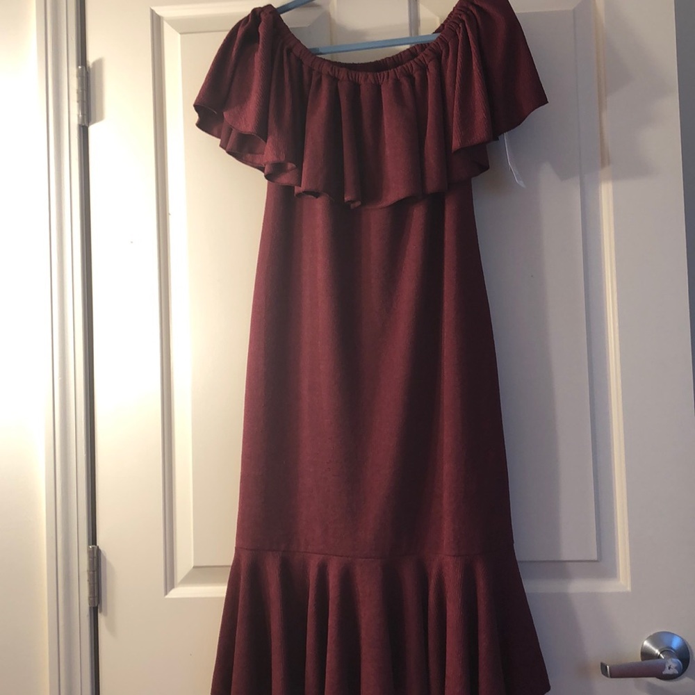 Maroon Lularoe Cici dress, NWT